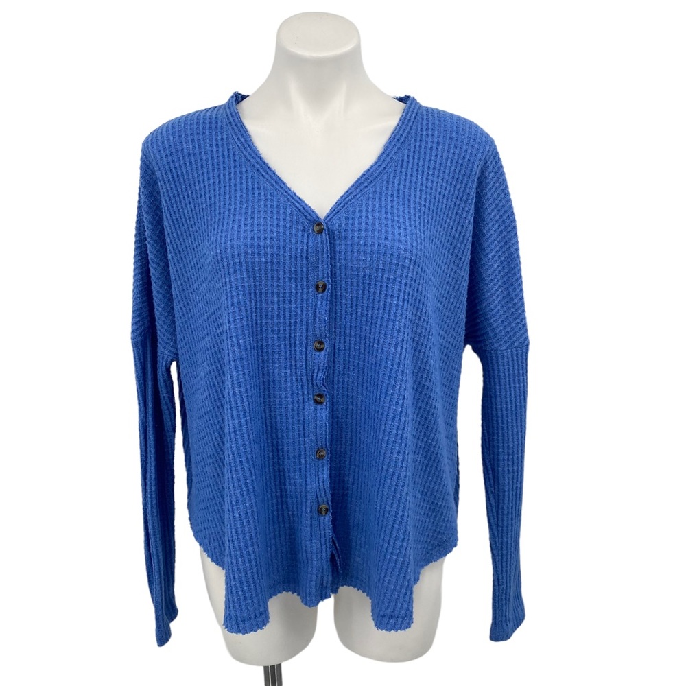 Out From Under | Urban Outfitters Blue Thermal Button Front Top Small - Picture 1 of 14
